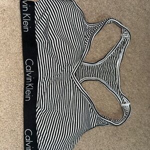 Calvin Klein Striped Sports Bra - Black and White